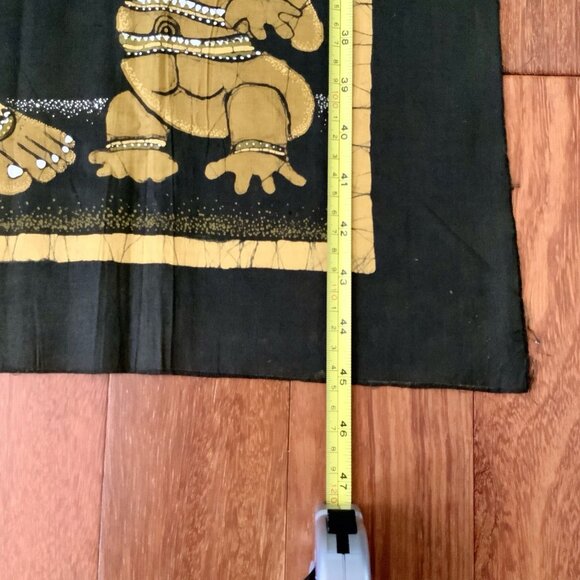 Vintage Batik Tapestry – Hindu Goddess & Attendants – Gold on Brown 30” x 45” - Picture 7 of 12